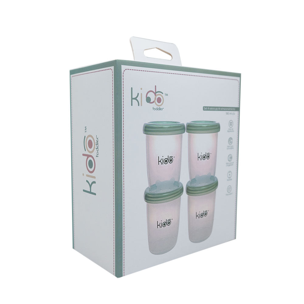 Set 4 Vasos Contenedores Kido 180ml
