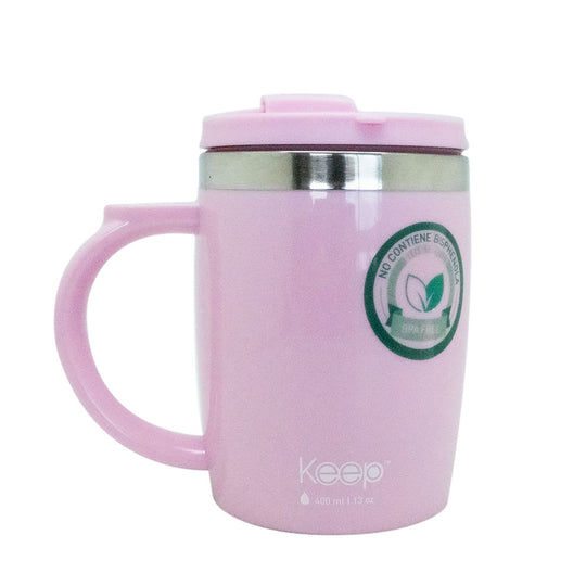Mug Termo Keep Acero Inoxidable 400 ML - Rosa
