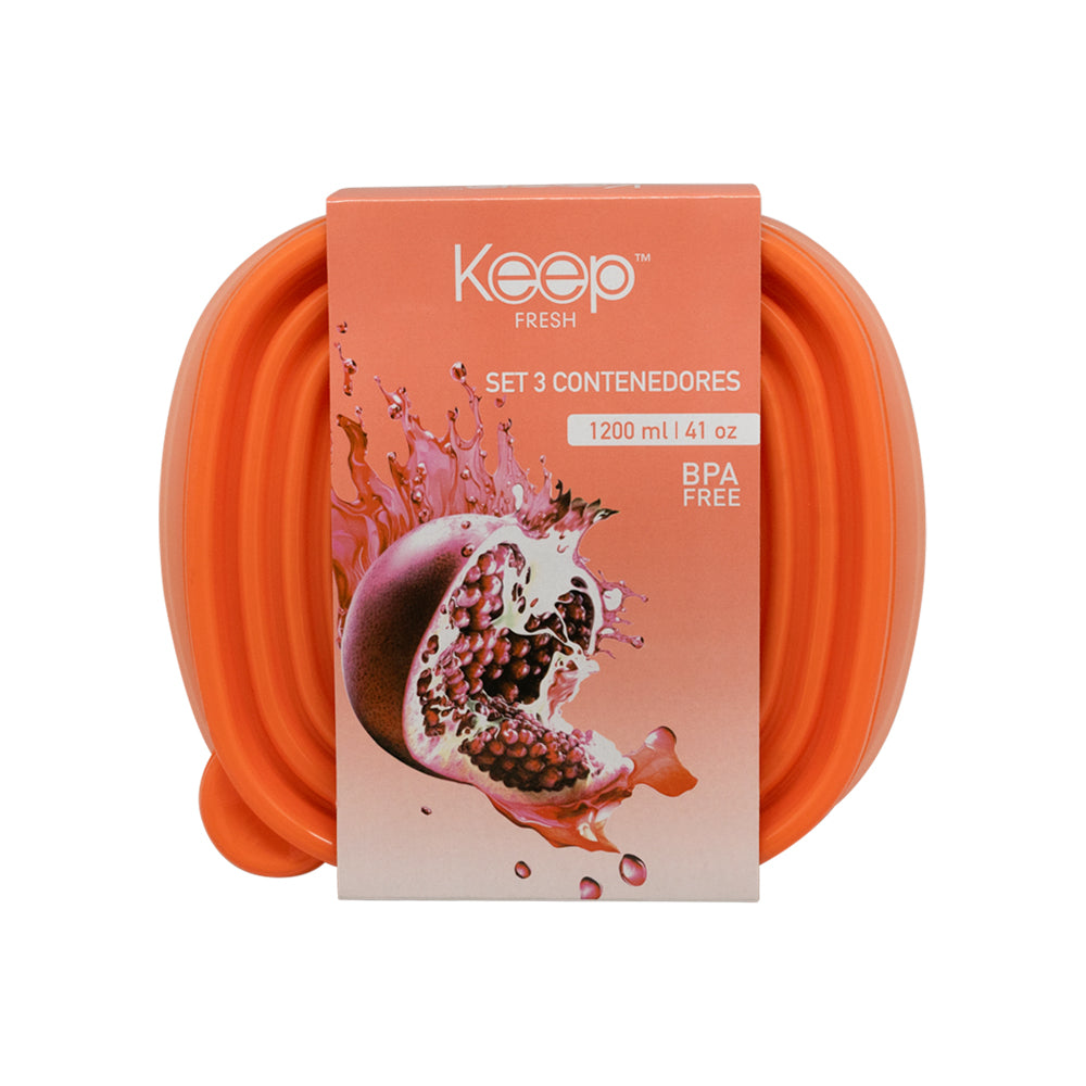 Set 3 Contenedores Keep Herméticos Apilables 1200ml