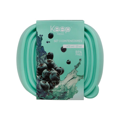 Set 3 Contenedores Keep Herméticos Apilables 670ml