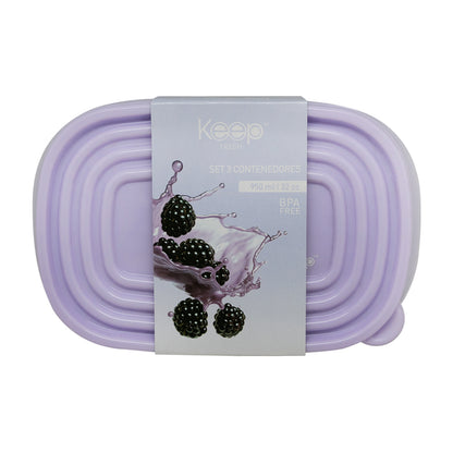 Set 3 Contenedores Keep Herméticos Apilables 950ml