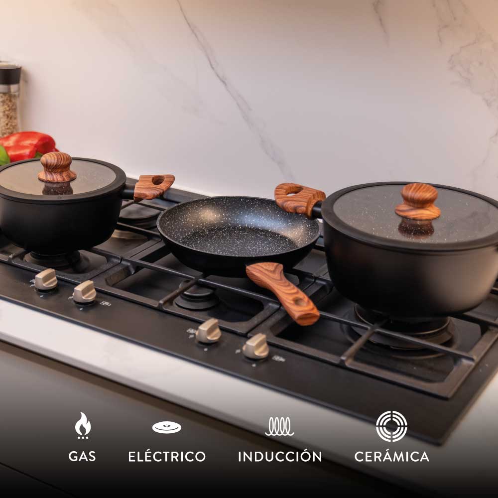 Batería de Cocina Antiadherente 5 piezas Keep Granite Line